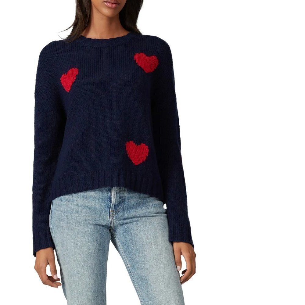 Rails Navy Marissa Sweater with Red Heart Motif
